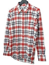 Tartan Check Cotton Long Sleeve Shirt Red - THOM BROWNE - BALAAN.