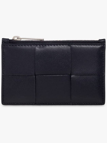 Intrecciato Leather Silver Zipper Card Wallet Navy - BOTTEGA VENETA - BALAAN 2