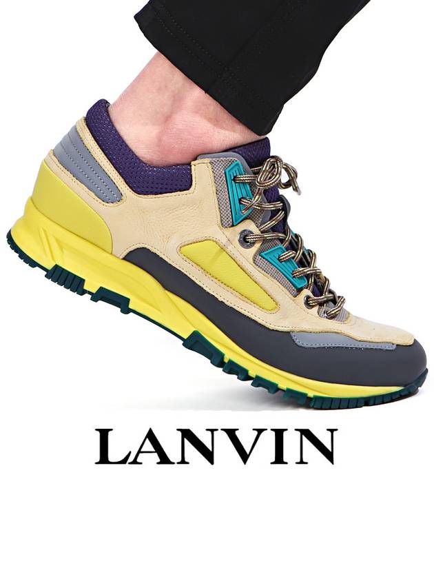 Men's Mesh Low Top Sneakers Yellow - LANVIN - BALAAN 2