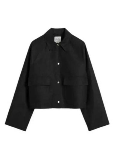 Cropped Cotton Jacket Black - TOTEME - BALAAN 1