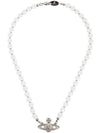 Platinum White Opal Crystal Necklace Silver - VIVIENNE WESTWOOD - BALAAN 1