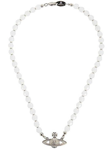 Platinum White Opal Crystal Necklace Silver - VIVIENNE WESTWOOD - BALAAN 1