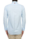 Men's Grosgrain Placket Solid Poplin Long Sleeve Shirt Light Blue - THOM BROWNE - BALAAN.