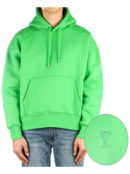 Mini Heart Logo Hoodie Green - AMI - BALAAN 2