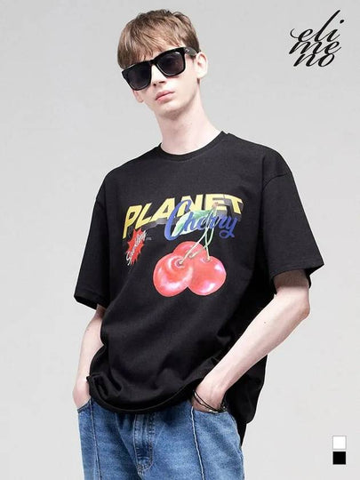 EL Planet Cherry Overfit Short Sleeve T-Shirt Black - ELIMENO - BALAAN 2