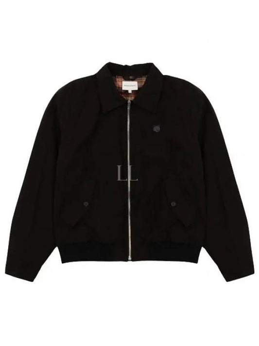 Harrington Technical Cotton Gabardine with Bold Fox Head Patch Jacket Black - MAISON KITSUNE - BALAAN 2