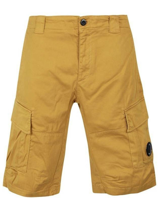 Men's Stretch Satin Cargo Shorts Yellow - CP COMPANY - BALAAN.