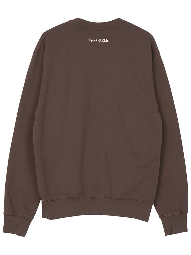 Wellness Club Flock Crew Neck Cotton Sweatshirt Brown - SPORTY & RICH - BALAAN 3