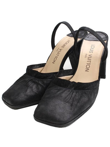 Black shirring leather slingback 37 - LOUIS VUITTON - BALAAN 1