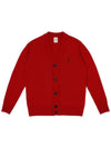 Men's Wool V-neck Cardigan Red - SOLEW - BALAAN 2