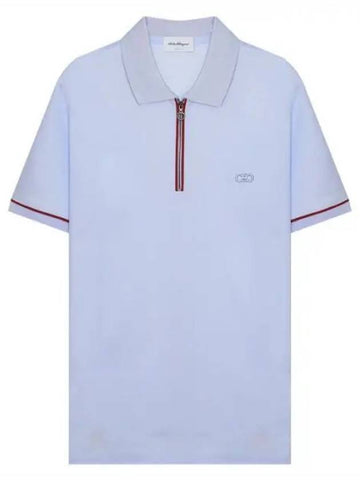 121828 758922 Half zip-up polo shirt - SALVATORE FERRAGAMO - BALAAN.