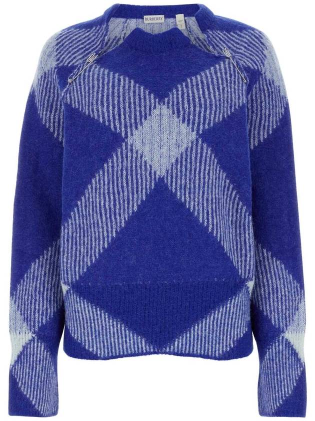 Women's Check Alpaca Wool Blend Knit Top Night - BURBERRY - BALAAN 2