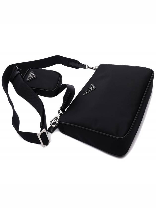 Triangle Logo Re-Nylon Saffiano Leather Shoulder Bag Black - PRADA - BALAAN 6