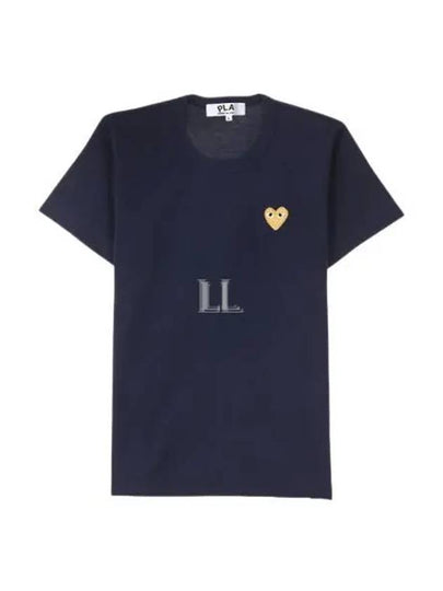 Gold Heart Wappen Short Sleeve T-Shirt Navy - COMME DES GARCONS - BALAAN 2