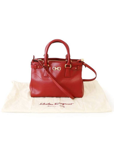 Ferragamo 21 E428 Red Saffiano Gold Plated Gancini Batik 2WAY - SALVATORE FERRAGAMO - BALAAN 1