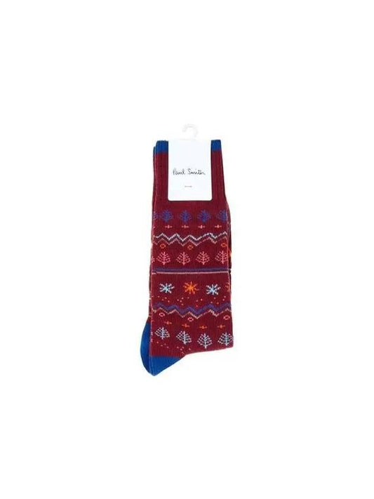 Fair Isle Knit Socks Wine 270183 - PAUL SMITH - BALAAN 1