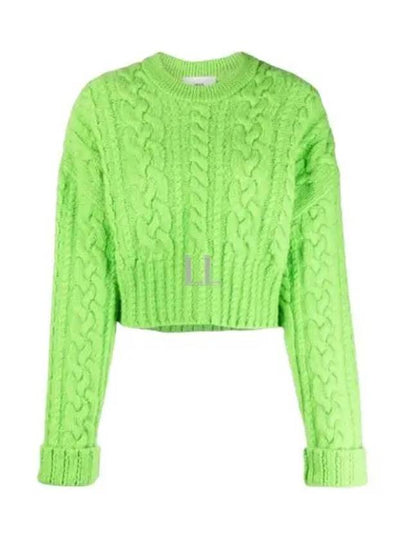 Cable Wool Knit Top Green - AMI - BALAAN 2