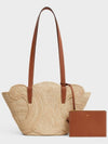 Classic Fenier Small Braid Triomphe Raffia Calfskin Tote Bag Tan - CELINE - BALAAN 5