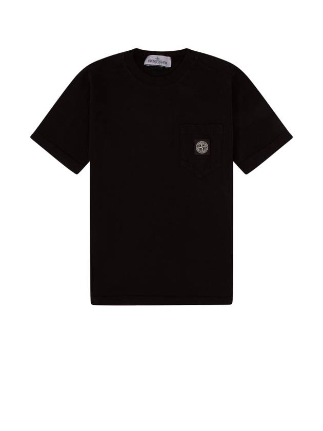 Kids Compass Patch Short Sleeve T-Shirt Black - STONE ISLAND - BALAAN 1