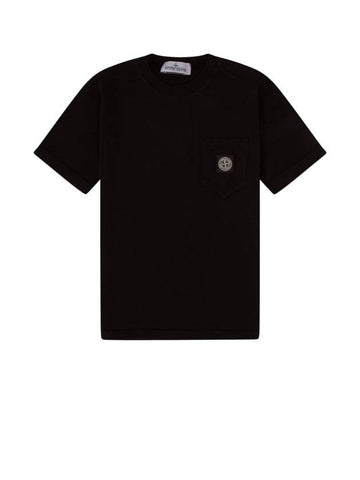 Kids Compass Patch Short Sleeve T-Shirt Black - STONE ISLAND - BALAAN 1