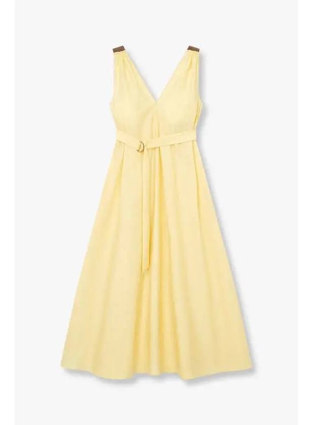 Women s Belted Deep V neck Dress Yellow - BRUNELLO CUCINELLI - BALAAN 1