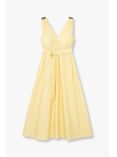 Women s Belted Deep V neck Dress Yellow - BRUNELLO CUCINELLI - BALAAN 1