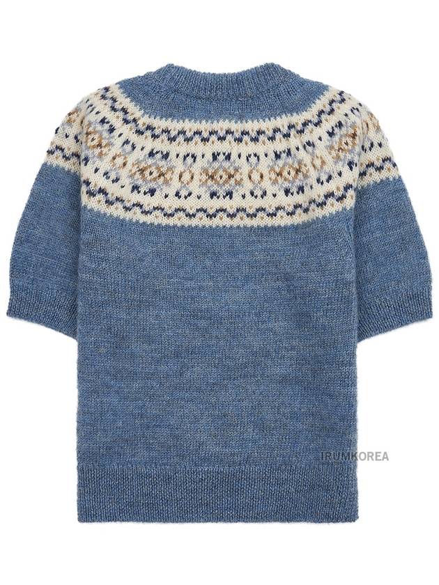 Triomphe Fair Isle Wool Knit Top Light Blue - CELINE - BALAAN 3