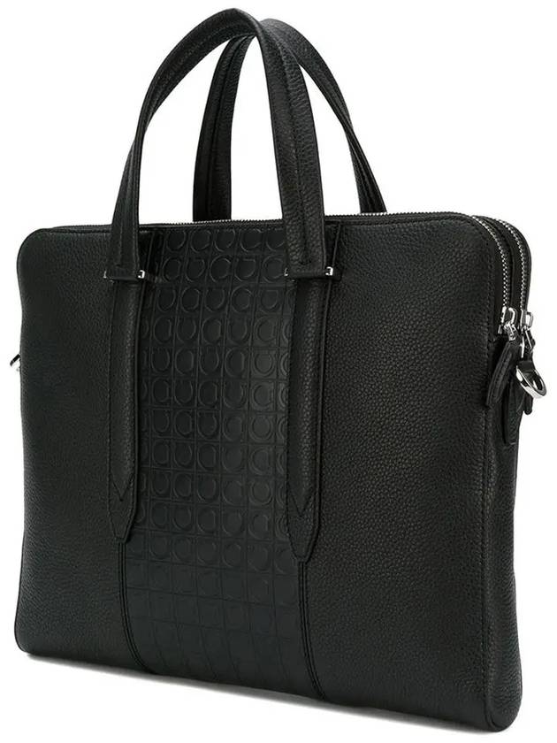 Gancini Leather Brief Case Black - SALVATORE FERRAGAMO - BALAAN 4