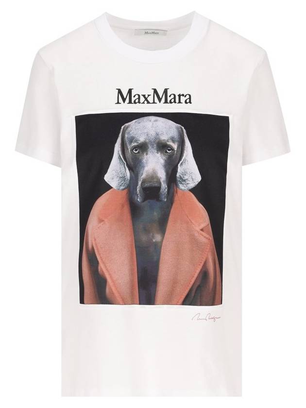 Graphic Print Crewneck Short Sleeve T-Shirt White - MAX MARA - BALAAN 1