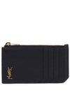 Tiny Fragment Zipper Card Wallet Black - SAINT LAURENT - BALAAN.