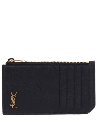 Tiny Fragment Zipper Card Wallet Black - SAINT LAURENT - BALAAN 2