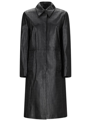 OVERSIZED TEXTURED LEATHER COAT - CALVIN KLEIN - BALAAN 1