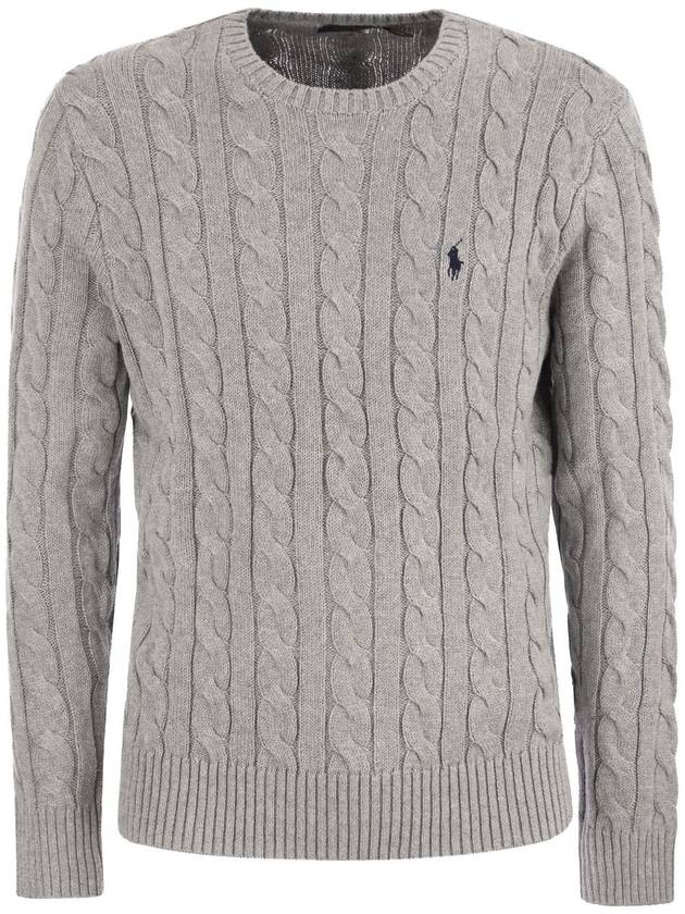 Embroidery Logo Cable Knit Top Grey - POLO RALPH LAUREN - BALAAN 2