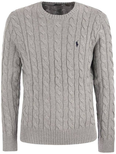 Embroidery Logo Cable Knit Top Grey - POLO RALPH LAUREN - BALAAN 2