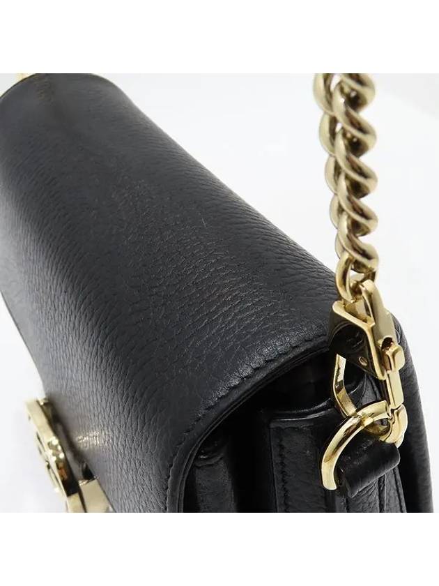 607720 Black leather gold plated interlocking small chain cross bag - GUCCI - BALAAN 5