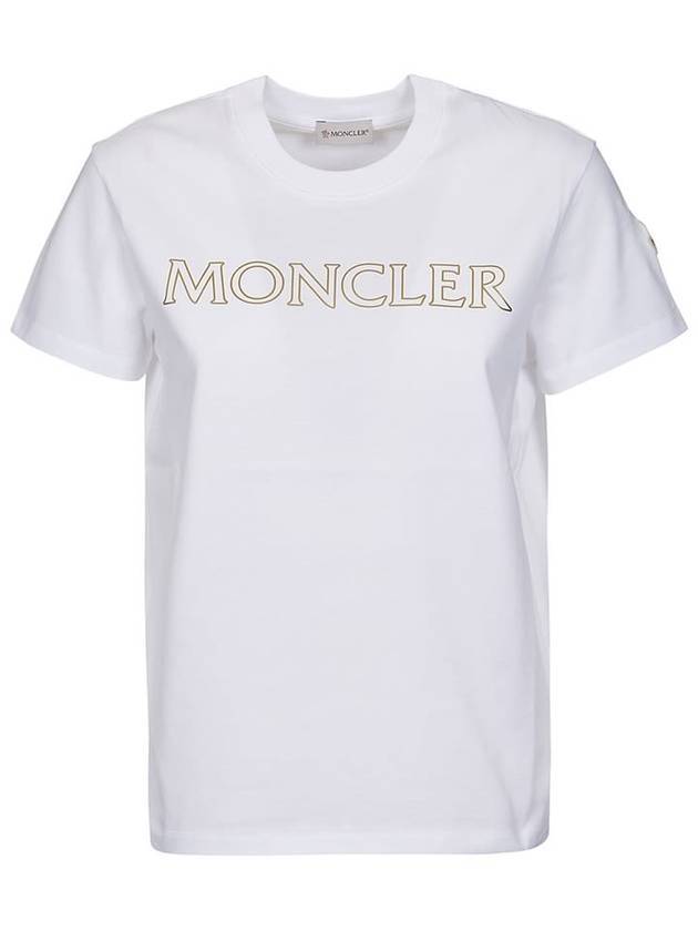 Women s Laminated Logo Short Sleeve T Shirt White - MONCLER - BALAAN 1