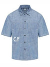 Chambray Logo Short Sleeve Shirt Blue - CP COMPANY - BALAAN 2