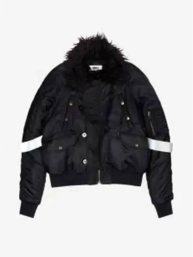 Faux Fur Collar Bomber Jacket Black - MAISON MARGIELA - BALAAN 2