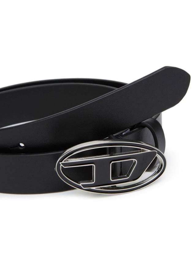 Logo Buckle Leather Belt Black - DIESEL - BALAAN 4