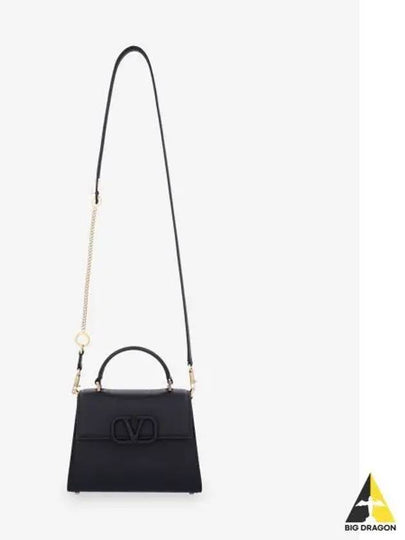 V Sling Small Leather Tote Bag Black - VALENTINO - BALAAN 2