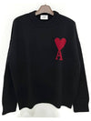 Big Heart Logo Wool Knit Top Black - AMI - BALAAN 3