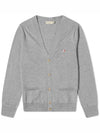 Tricolor Fox Patch Classic Cardigan Grey Melange - MAISON KITSUNE - BALAAN 1