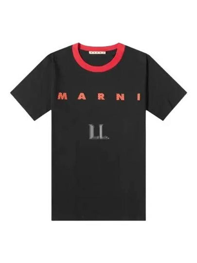 Logo Print Cotton Short Sleeve T-Shirt Black - MARNI - BALAAN 2