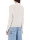 Logo Cashmere Blend Knit Top White - FENDI - BALAAN 4