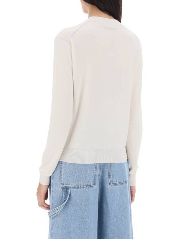 Logo Cashmere Blend Knit Top White - FENDI - BALAAN 4