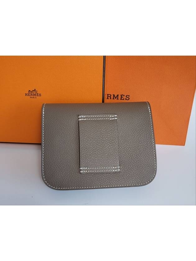 2023 Constance slim compact half wallet belt bag Etoffe gold women's wallet H082214 - HERMES - BALAAN 8