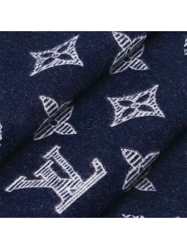 Monogram Shadow Wool Cashmere Scarf Navy - LOUIS VUITTON - BALAAN 4