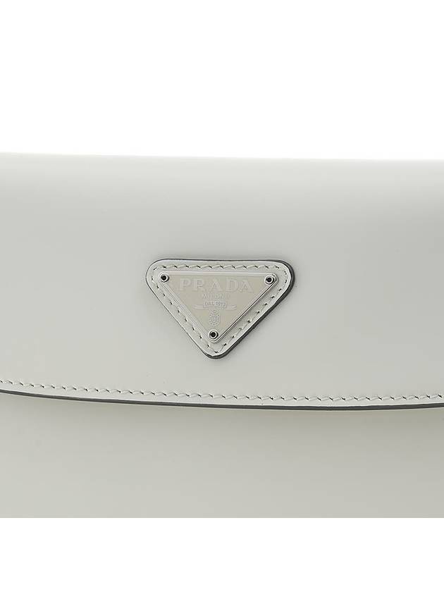 Cleo Brushed Leather Flap Shoulder Bag White - PRADA - 8