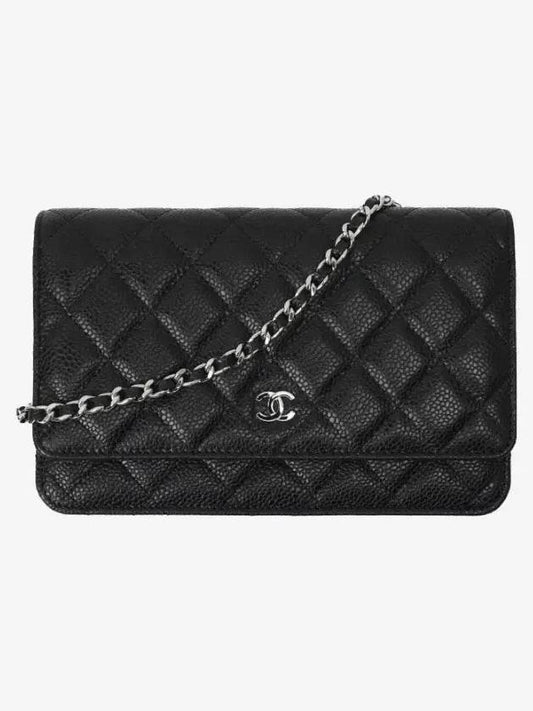 Classic Crossbag On Chain Grained Calfskin & Silver Black - CHANEL - BALAAN 2