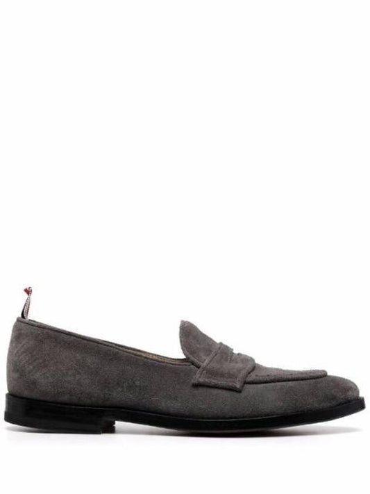 Women's Varsity Suede Penny Loafers Grey - THOM BROWNE - BALAAN 1